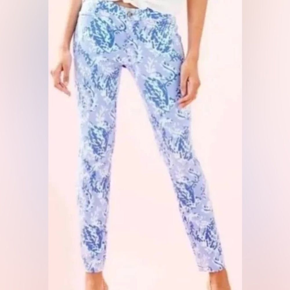 Lilly Pulitzer Kelly Knit Skinny Ankle Pants Turtley Awesome Blue Peri Size 10 - Picture 4 of 4